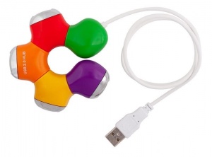 Разветвитель (хаб) USB PC Pet Flower, на 4 порта, разноцветный