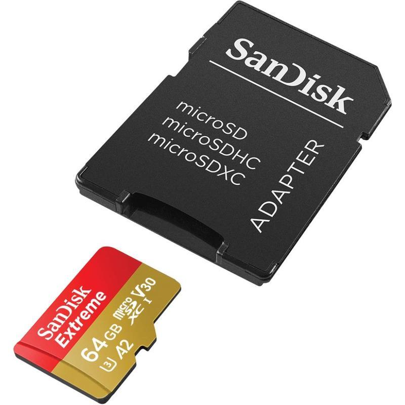 Карта памяти microSDXC SanDisk Extreme 64Gb, UHS-I A2, 1шт. (SDSQXA2-064G-GN6MA)