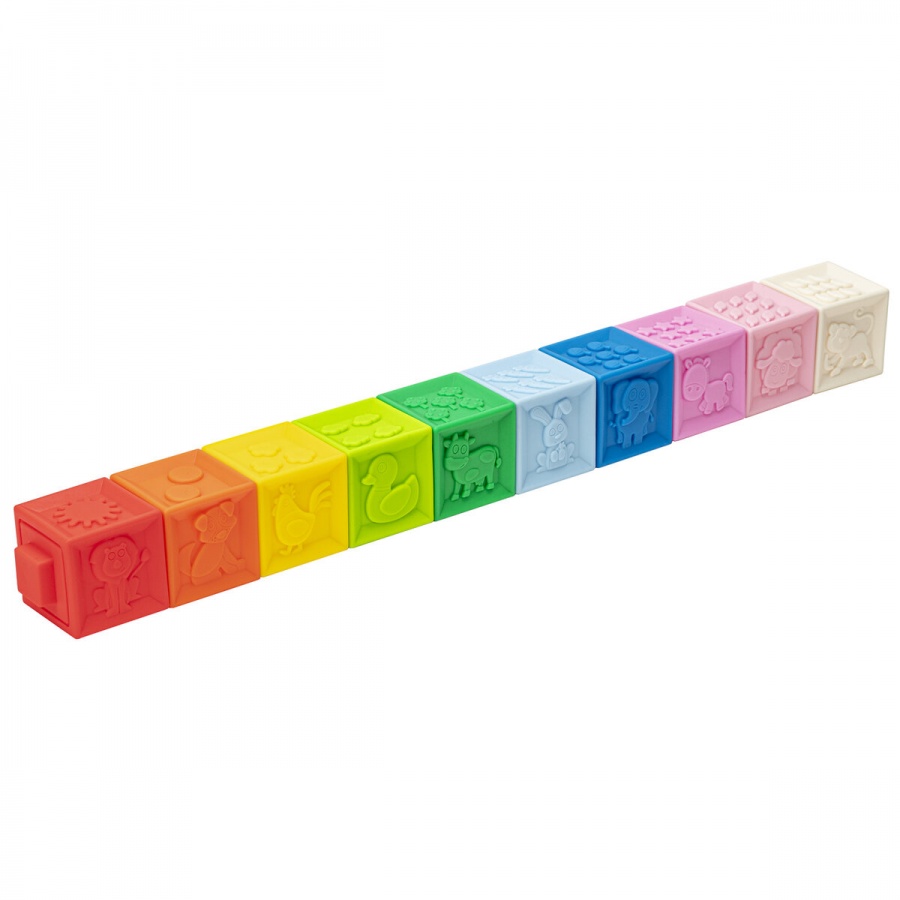 Тактильные кубики Юнландия, сенсорные игрушки развивающие с функцией сортера, 10шт. (664703)