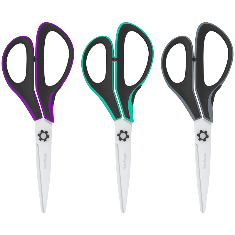 Ножницы Berlingo Easycut 350, 210мм, разные цвета, эргономичные ручки, мягкие вставки (DNn_21035)