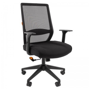 Кресло руководителя Chairman 555 LT, сетка/ткань черная, пластик черный