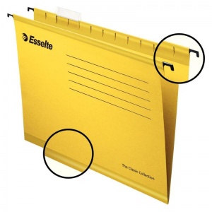 Подвесная папка Foolscap Esselte Plus (400x240мм, до 250л., картон) желтая, 25шт. (90335)