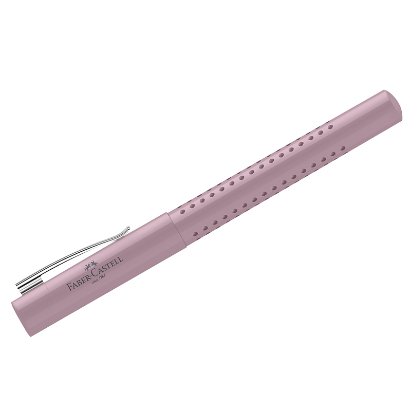 Ручка перьевая Faber-Castell Grip 2010, синяя, F=0,6мм, трехгранная, дымчато-розовый корпус (140826)