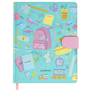 Дневник школьный универсальный MESHU "Cute", 48 листов, твердая обложка, кожзам, магн. клапан, тон. блок, ляссе (MS_49344)