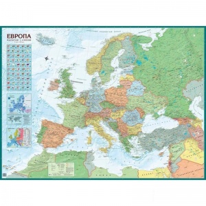 Настенная политическая карта Европы (масштаб 1:4.3 млн)