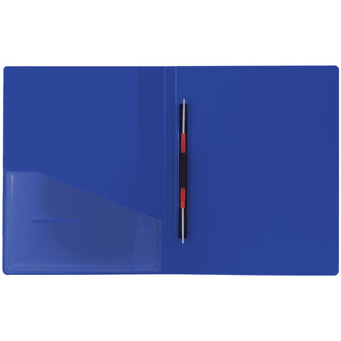 Папка с металлическим скоросшивателем и внутренним карманом Brauberg Contract (А4, 0.7мм, до 100л., пластик) синяя (221782), 30шт.
