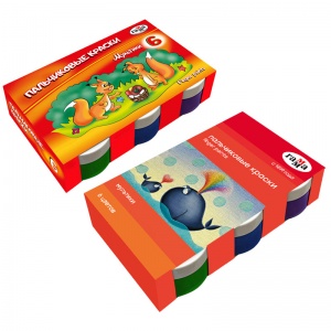 Краски пальчиковые 6 цветов Гамма "Мультики", классические, 50мл, картон. упаковка (180120213), 4 уп.