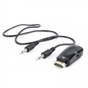 Адаптер видео Cablexpert, HDMI - VGA + mini-jack 3.5 mm, черный (A-HDMI-VGA-02)