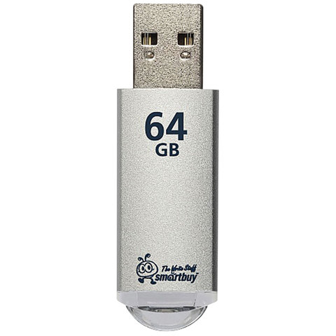 Флэш-диск USB 64Gb SmartBuy V-Cut, USB2.0, серебристый (металл.корпус) (SB64GbVC-S), 180шт.
