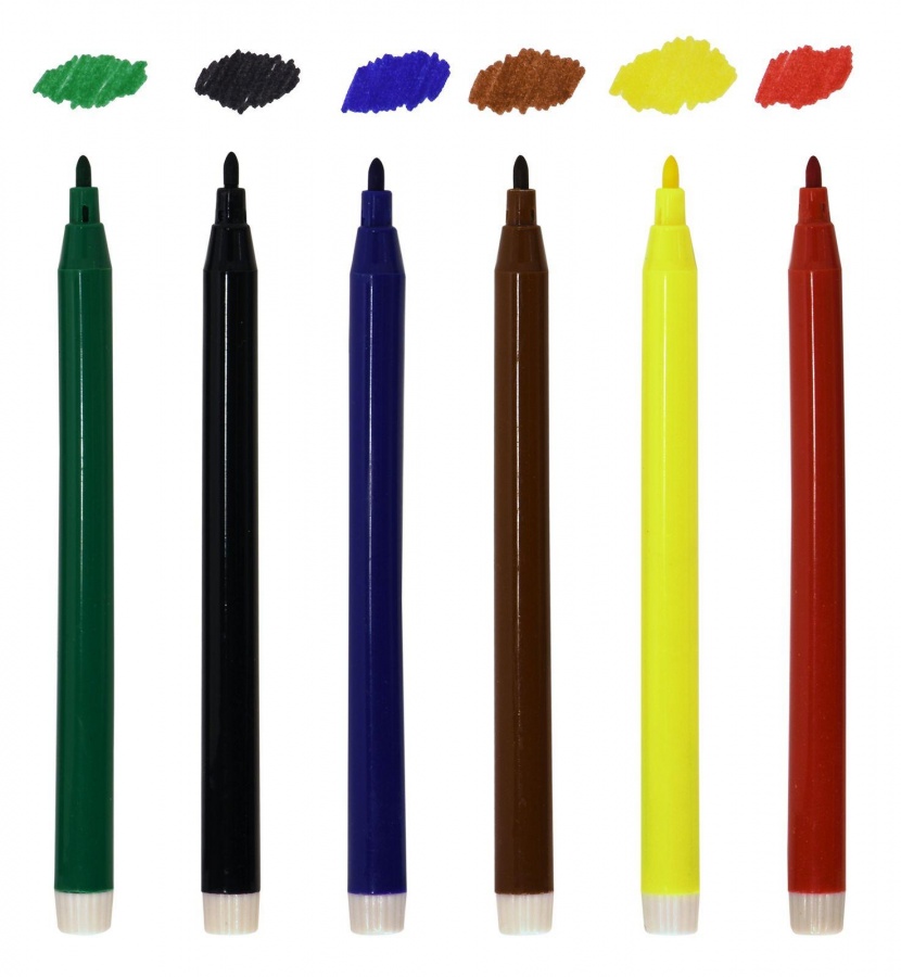 Набор фломастеров 6 цветов Creativiki &quot;Просто-напросто&quot; (линия 2мм, классические, круглый корпус) круглая блист. упаковка