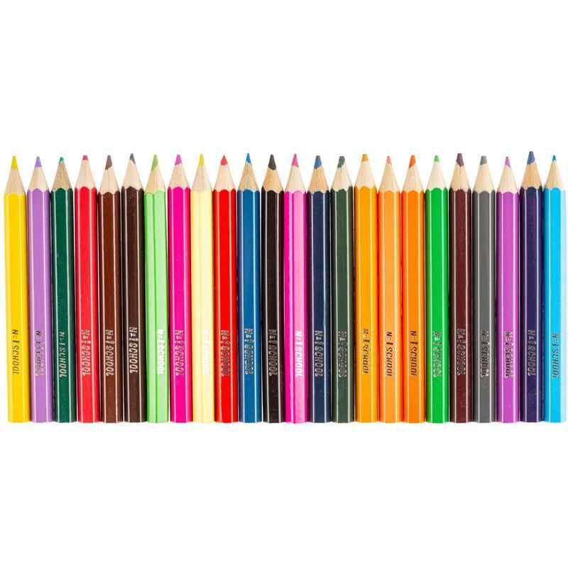 Карандаши цветные 24 цвета №1 School Шустрики (L=175мм, d=3мм, 6гр, укороченные), 6 уп.