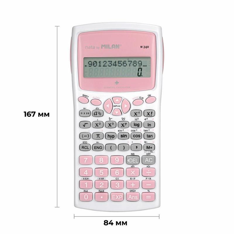 Калькулятор научный Milan M240 (10+2-разрядный) 240 функций, белый/розовый (159110IBGPBL)