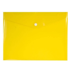 Папка-конверт на кнопке inФОРМАТ (А5, 180мкм, пластик) прозрачная желтая, 20шт.