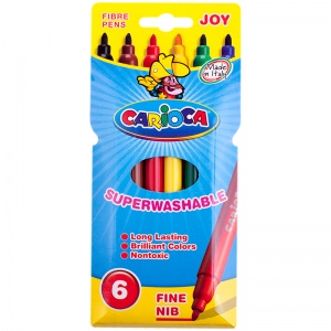 Набор фломастеров 6 цветов Carioca Joy (линия 1-2.6мм, смываемые) картонный футляр (40549), 24 уп.