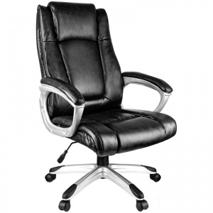 Кресло руководителя Helmi HL-E09 "Capital", экокожа черная, пластик (274836)