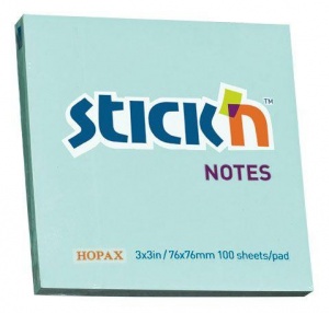 Стикеры (самоклеящийся блок) Hopax Stick'n, 76x76мм, голубой пастель, 100 листов