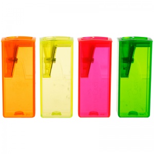Точилка ручная пластиковая Faber-Castell (1 отверстие, с контейнером, флуоресцентные цвета) 25шт. (581525)