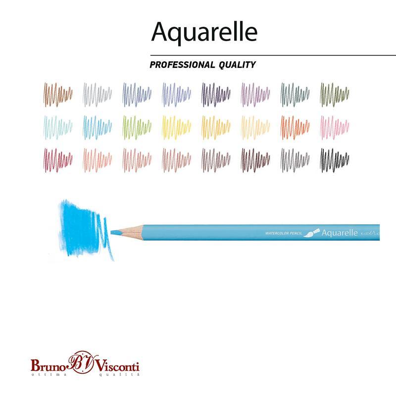 Карандаши акварельные 24 цвета Bruno Visconti Аquarelle (L=175мм, d=3мм, 3гр)