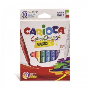 Набор фломастеров 9 цветов Carioca Color Change (линия 6мм + 1 изменяющий цвет, утолщенный наконечник) (42737)