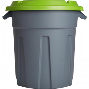 Контейнер для мусора 60л с крышкой и ручками, пластик зеленый/серый