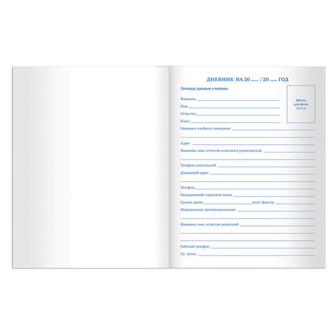 Дневник школьный универсальный Brauberg &quot;Белый&quot;, 40 листов, книжный переплет (105540)