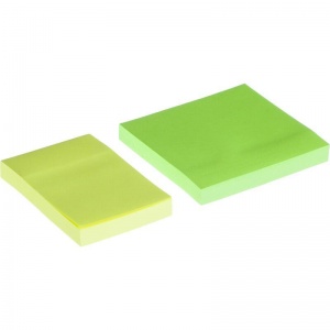 Стикеры (самоклеящийся блок) Attache Simple, 76х51мм/76х76мм, неоновые желтые/зеленые, 2 блока по 100 листов