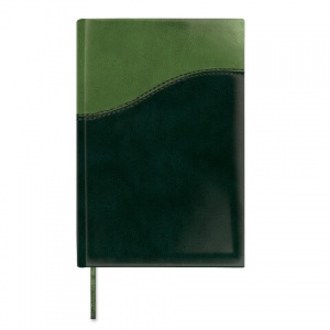 Ежедневник недатированный А5 Brauberg Bond (160 листов) обложка кожзам, зеленая под комб. кожу с волной (126219)