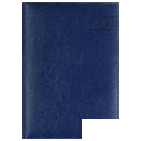 Ежедневник датированный на 2020 год А4 Brauberg Imperial (168 листов) обложка кожзам &quot;под гладкую кожу&quot;, темно-синяя (129681)