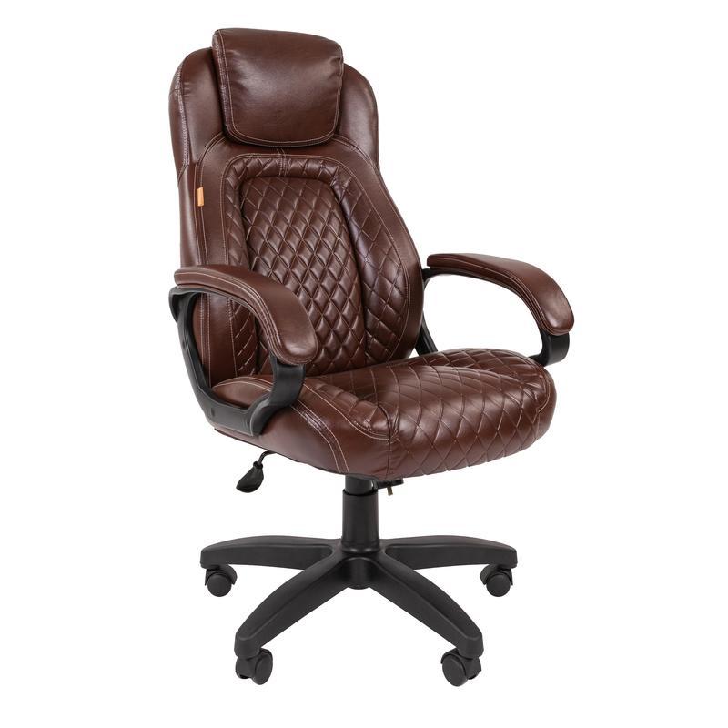 Кресло руководителя Chairman 432, экокожа коричневая, пластик