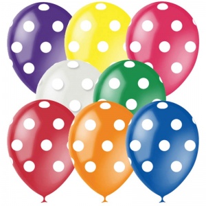 Воздушные шары Поиск "Горошек", 25шт., 12" (30см), набор цветов, 8цв., декор (4690296041410)