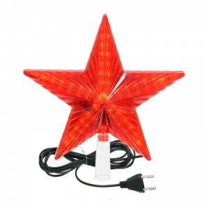 Верхушка пластиковая "Звезда" красная, с мигающей подсветкой 20х20см (55086)