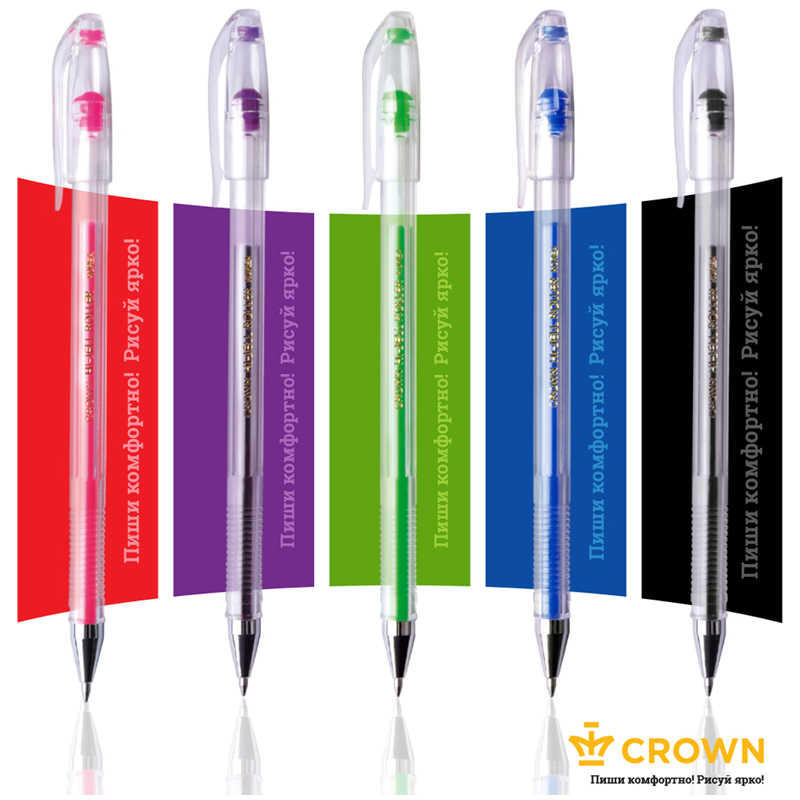 Набор гелевых ручек Crown Hi-Jell Color (0.35мм) 5шт., 30 уп. (HJR-500SET/5)