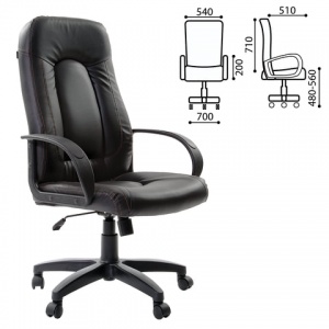 Кресло руководителя Brabix Strike EX-525, экокожа черная, пластик черный (531382)