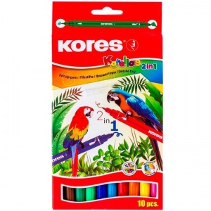 Набор фломастеров 10 цветов Kores Korellos (линия 1-4мм, двусторонние) картонная упаковка, 10шт. (29021)