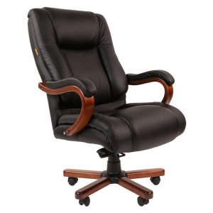 Кресло руководителя Chairman 503, натуральная кожа черная, металл черный