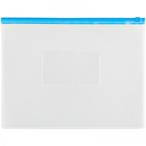 Папка-конверт на молнии OfficeSpace (A4, 150мкм, до 60л.) прозрачная, молния синяя (329760), 12шт.