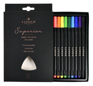 Набор фломастеров 12 цветов Lorex Pro-Draw Superior (круглый корпус), 12 уп.