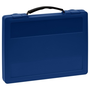Папка-портфель Стамм (А4, 1 отделение, пластик, 270x350x45мм, выдвижная ручка) синяя (ПФ22), 12шт.