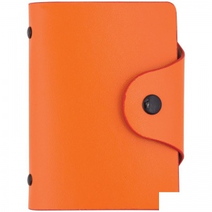 Визитница карманная OfficeSpace (на 40 визиток, кожзам, 80x110мм, кнопка) оранжевая (260781)