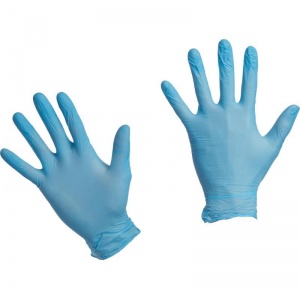 Перчатки одноразовые нитриловые, неопудренные, голубые, размер M, 100 пар в упаковке