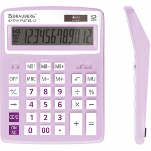 Калькулятор настольный Brauberg Extra Pastel-12-PR (12-разрядный) сиреневый (250489), 20шт.