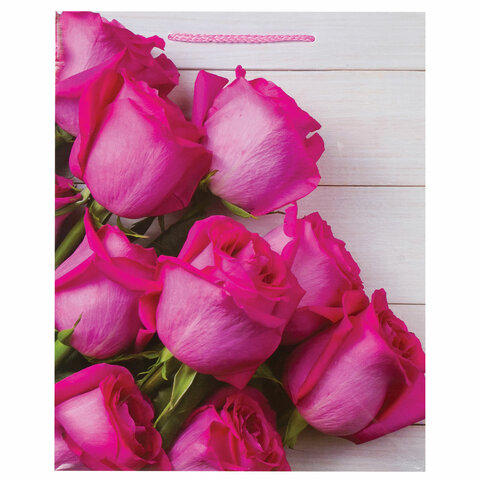 Пакет подарочный 26x12,7x32,4см Золотая Сказка &quot;Розовые розы&quot;, ламинированный, 12шт. (606582)