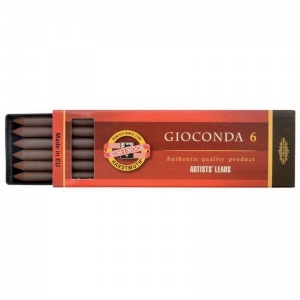 Сепия Koh-I-Noor "Gioconda", коричневая светлая, стержень, 5,6мм, 6шт., пластик короб (4377011006PK)