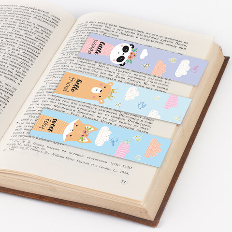 Закладка для книг магнитная Юнландия &quot;Funny Animals&quot;, блестки, 25x196мм, 10 уп. по 6шт. (113444)