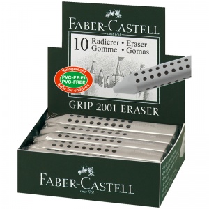 Ластик Faber-Castell Grip 2001 (трехгранный, 90x15x15мм) серый, 10шт. (187100)