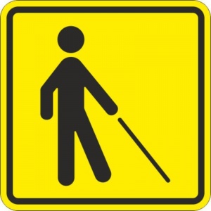 Знак безопасности Технотерра "Уступите дорогу человеку с белой тростью ТП18" (150х150мм, пластик, тактильный) 1шт.