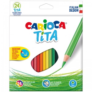 Карандаши цветные 24 цвета Carioca Tita (L=174мм, D=7.4мм, d=3мм, 6гр, пластик) картонная упаковка (42794)