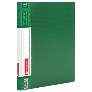 Папка с металлическим скоросшивателем и внутренним карманом Brauberg Contract (А4, 0.7мм, до 100л., пластик) зеленая (221784)