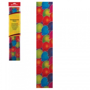 Бумага цветная крепированная Brauberg, 50x100см, шарики, растяжение до 25%, 22 г/кв.м, в пакете, 1 лист (127939)