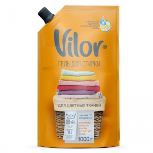 Средство для стирки жидкое Vilor для цветных тканей, 1л, 6шт.